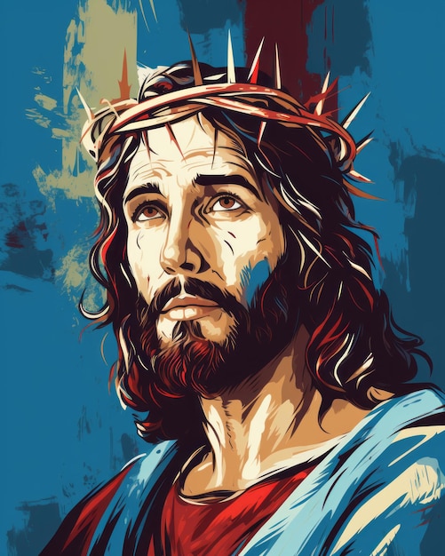 jesus with a crown of thorns on his head