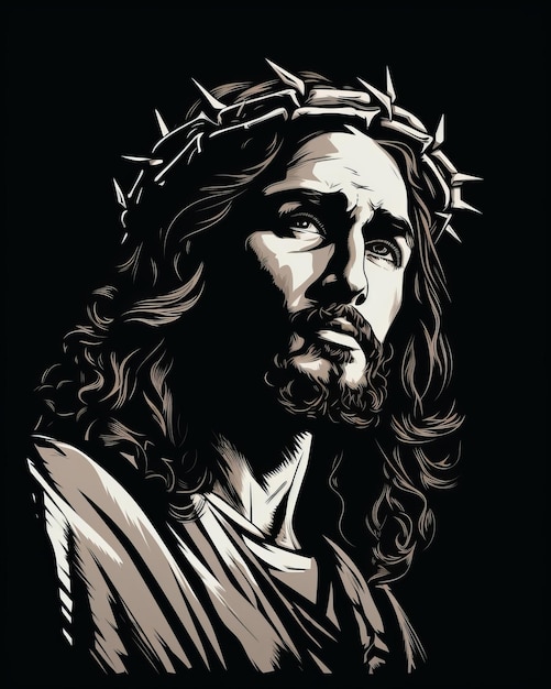 Photo jesus with a crown of thorns on his head