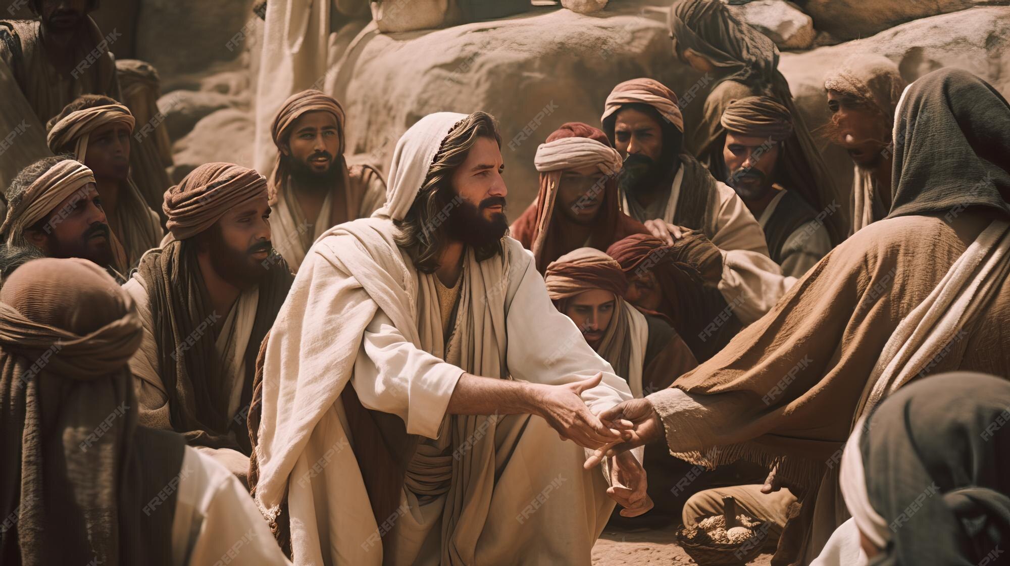 premium-ai-image-jesus-with-the-lepers-a-compassionate-scene