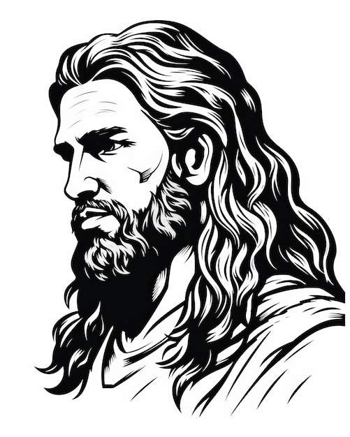 jesus with long hair and beard