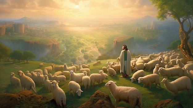 Jesus with the Sheep A Biblical Scene