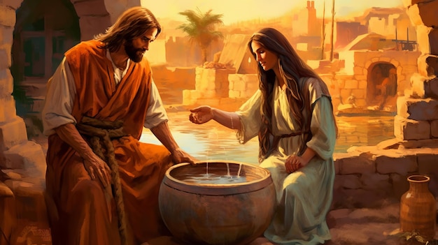 Photo jesus with the woman at the well