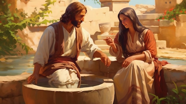 Photo jesus with the woman at the well