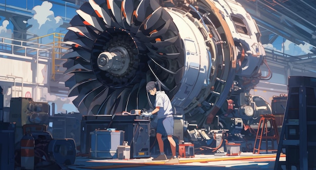 Premium AI Image | Jet engine mechanic at work Generative AI