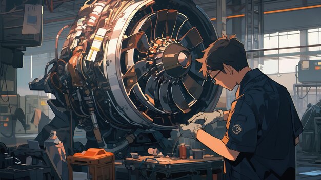 Premium AI Image | Jet engine mechanic at work Generative AI