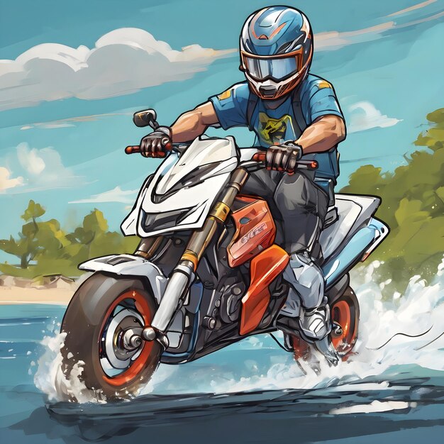 Jet ski Cartoon Background Very Cool