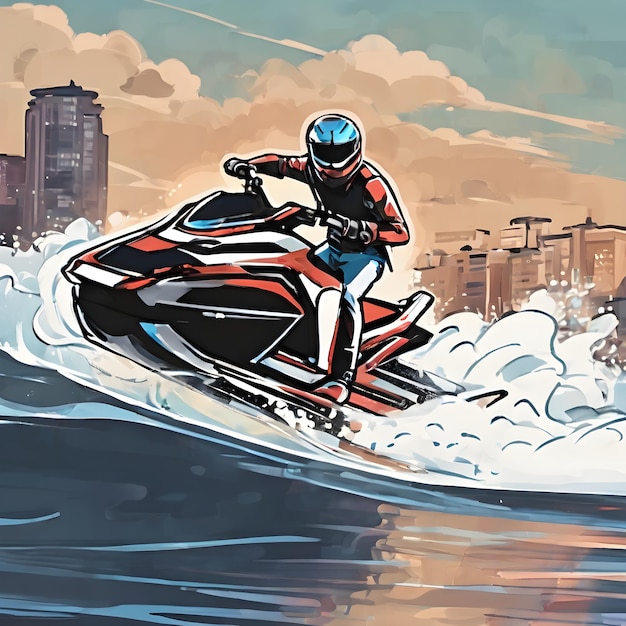 Jet ski Cartoon Background Very Cool