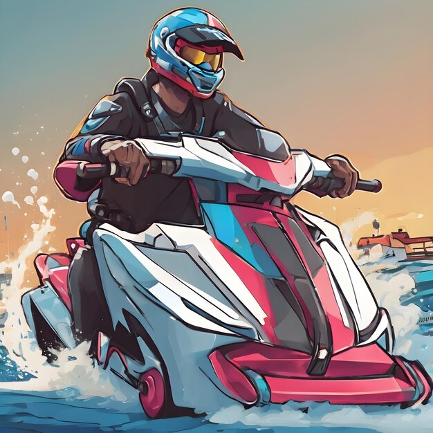 Jet ski Cartoon Background Very Cool