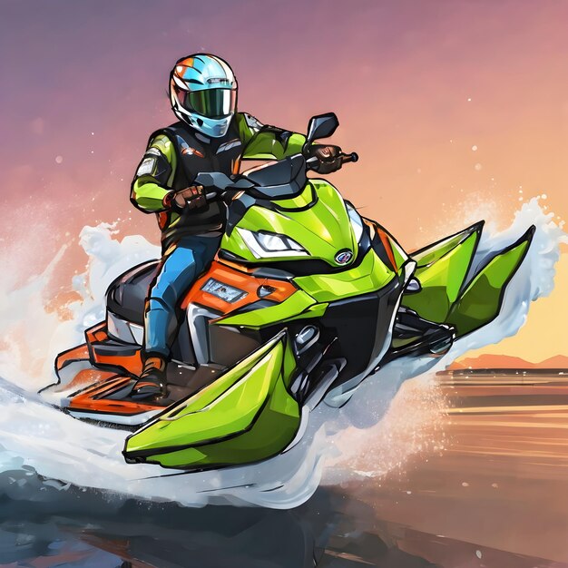 Jet ski Cartoon Background Very Cool