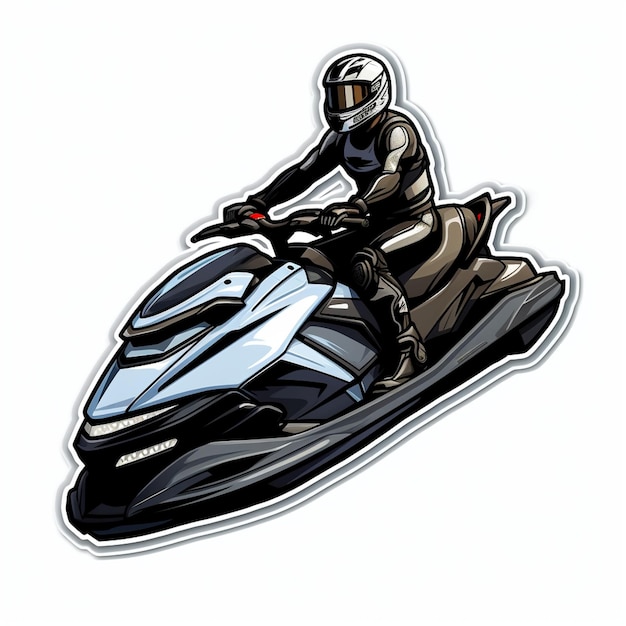 Jet ski sticker white background black outline