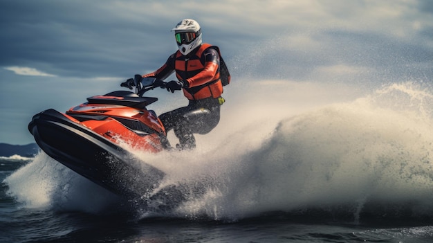 Jet ski surfer in actie