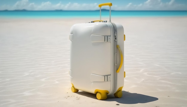 A jet white suitcase perfect for beachgoers