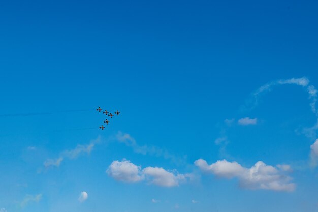 Jets flying in formation as part of an Aerobatic airshow