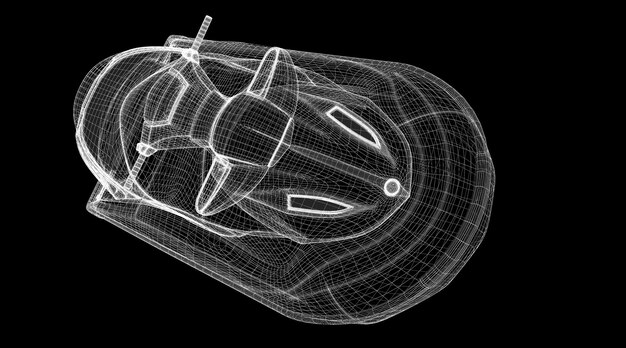 Jetski geïsoleerd vooraanzicht, carrosseriestructuur, draadmodel