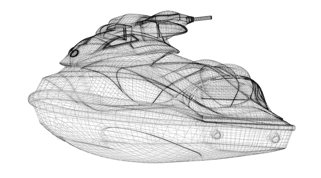 Jetski 고립된 정면도, 몸 구조, 철사 모형