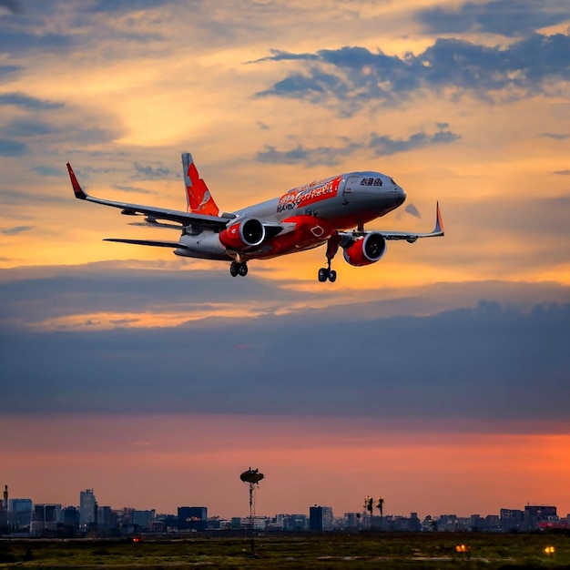 Photo jetstar pacific airlines airbus a320 landing at tan son nhat airport sgn ai_generated