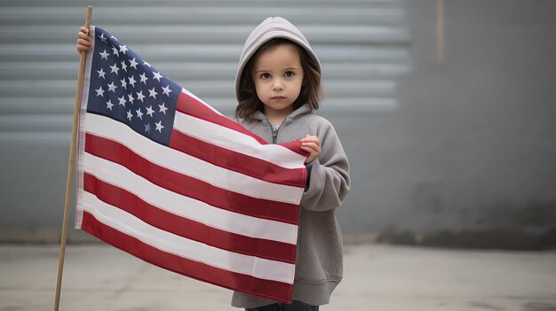 Jeugd Amerikaanse vlag grijs