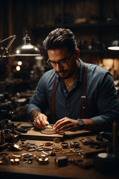 jeweler working on the bench