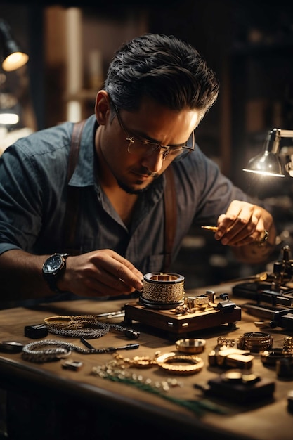 jeweler working on the bench