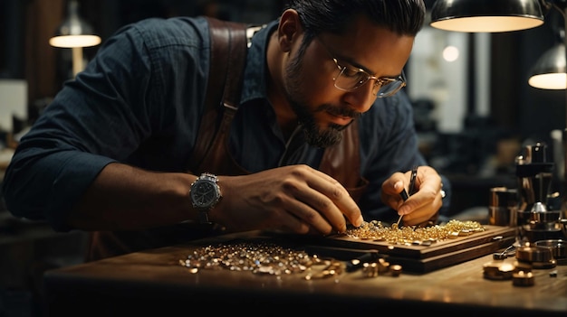 Photo jeweler working on the bench