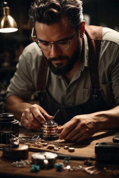 jeweler working on the bench