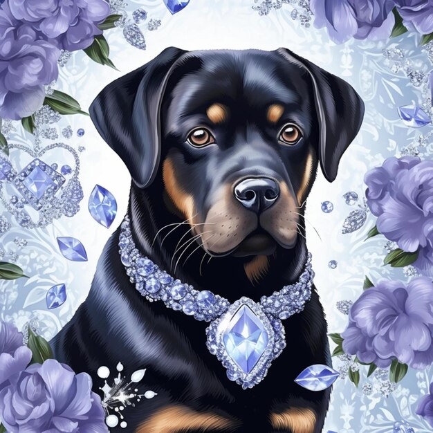 Jewelled Rottweiler made with ai