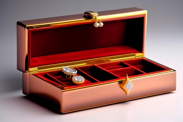 Jewelry box with diamond rings and pearl necklaces