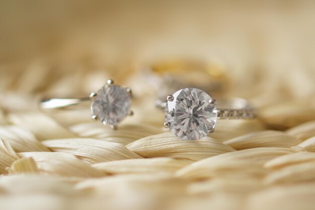 Jewelry diamond wedding rings close up