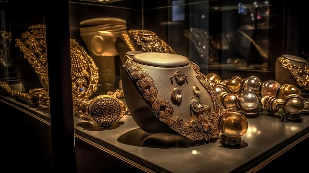 Jewelry on display at a shop window