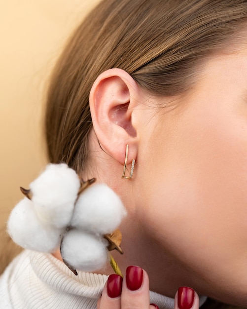 Jewelry earrings on white background isolated