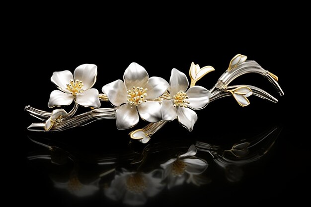 Jewelry flowers with silver branches