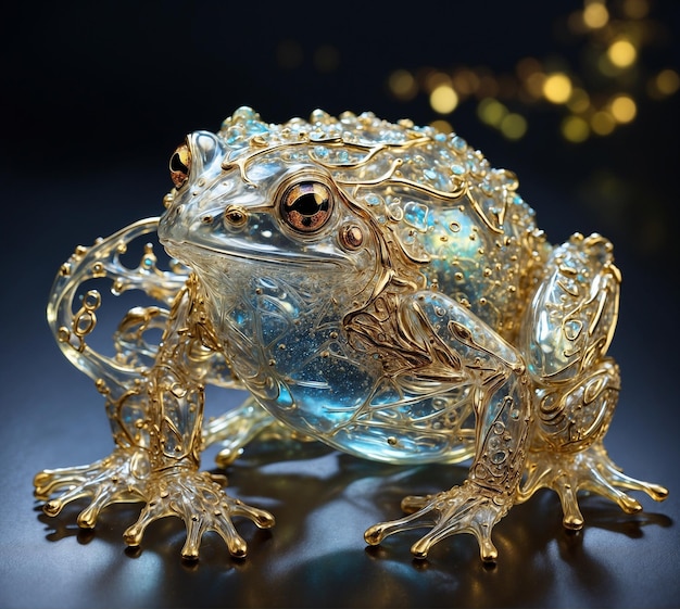 Jewelry frog on a black background Closeup