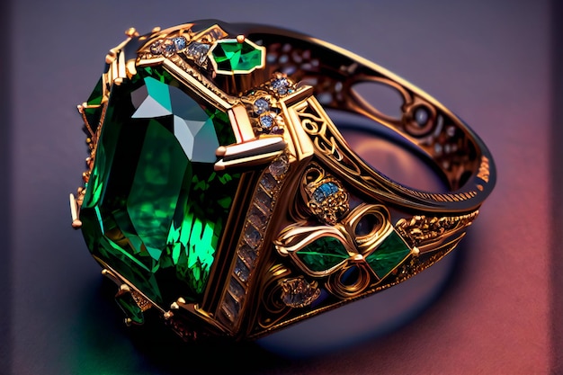 Jewelry gold with green emerald luxury accessories Generative AIxA