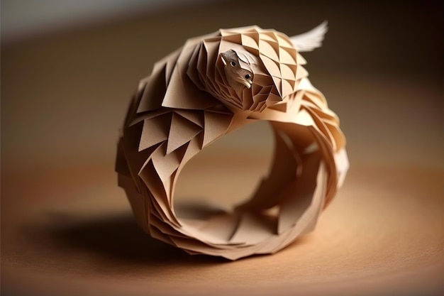 Jewelry made of wood eco materials wooden ring closeup Generative AI