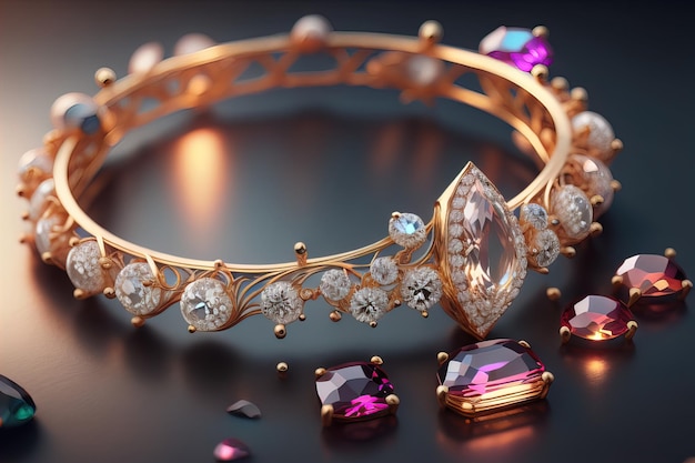 Jewelry ring with precious stones Jewelry background ai generative