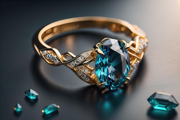 Jewelry ring with precious stones Jewelry background ai generative