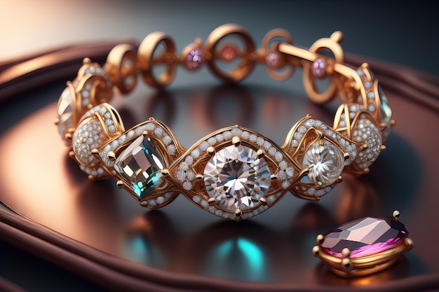 Jewelry ring with precious stones Jewelry background ai generative