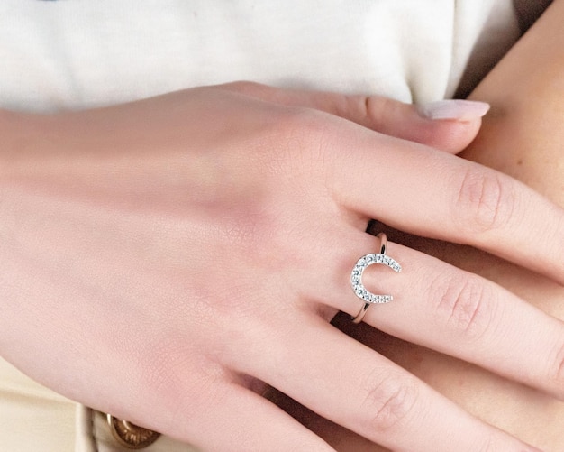 Jewelry ring on a woman's finger