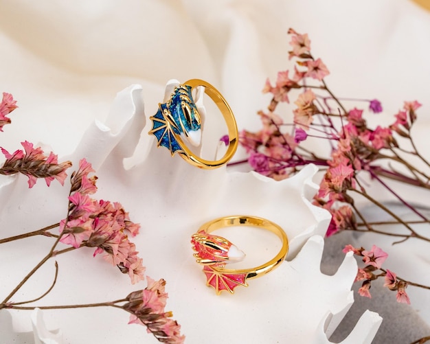 Jewelry rings on white background isolated