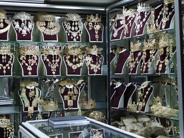 Jewelry shop in the Medina of Fes, Close up.