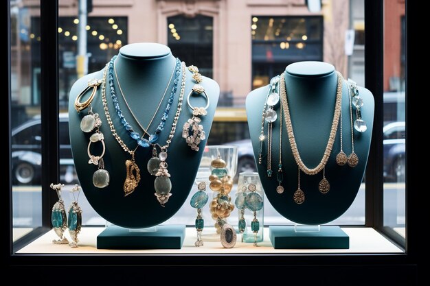 Photo jewelry on window display