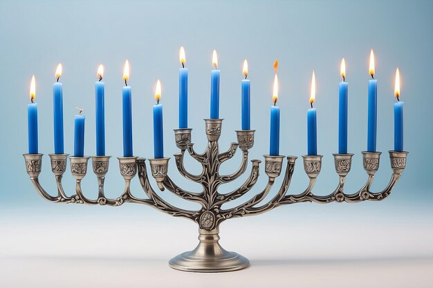 Photo jewish hanukkah menorah 9 branch candlestick holiday candle holder