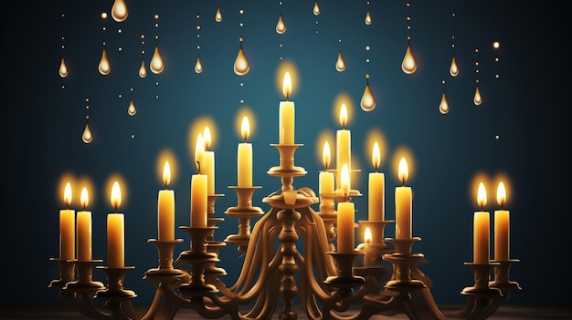 Еврейский праздник Ханука с символом традиционных огней меноры