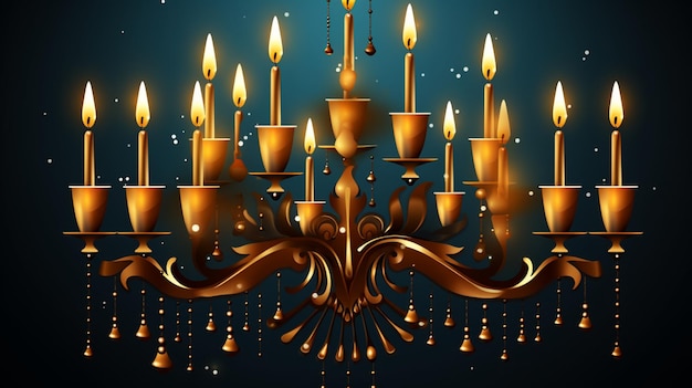 ユダヤ人の祝日ハヌカ本枝の燭台の伝統的なライトのシンボル