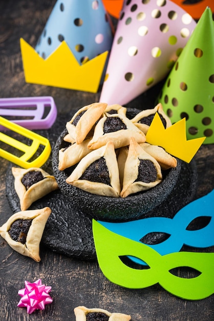 Jewish holiday purim celebration concept