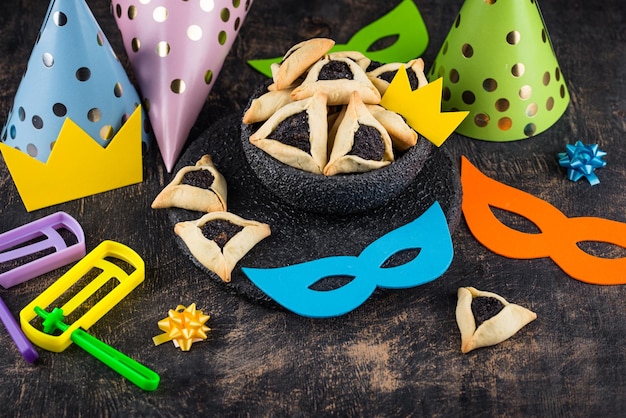 Jewish holiday purim celebration concept