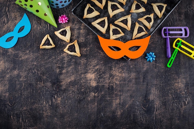 Photo jewish holiday purim celebration concept