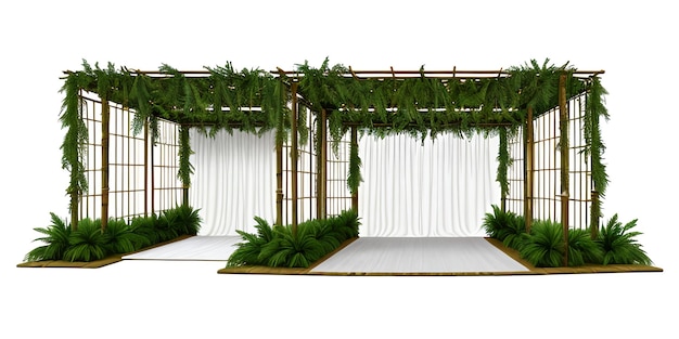 Jewish sukkah with palm leaves and paper decorations watercolor for sukkot holiday