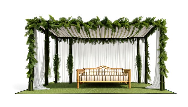 Jewish sukkah with palm leaves and paper decorations watercolor for sukkot holiday