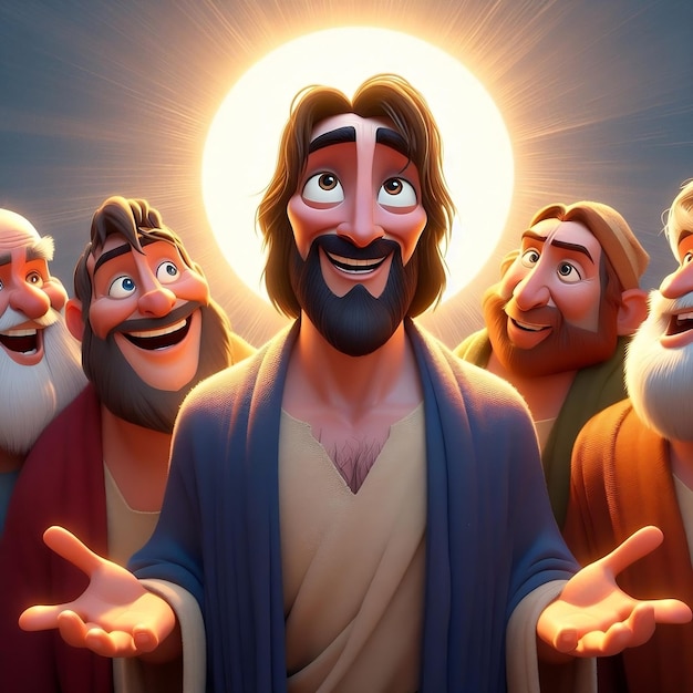 Jezus en zijn apostelen in 3D